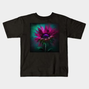 Magenta Flower Sunflower Kids T-Shirt